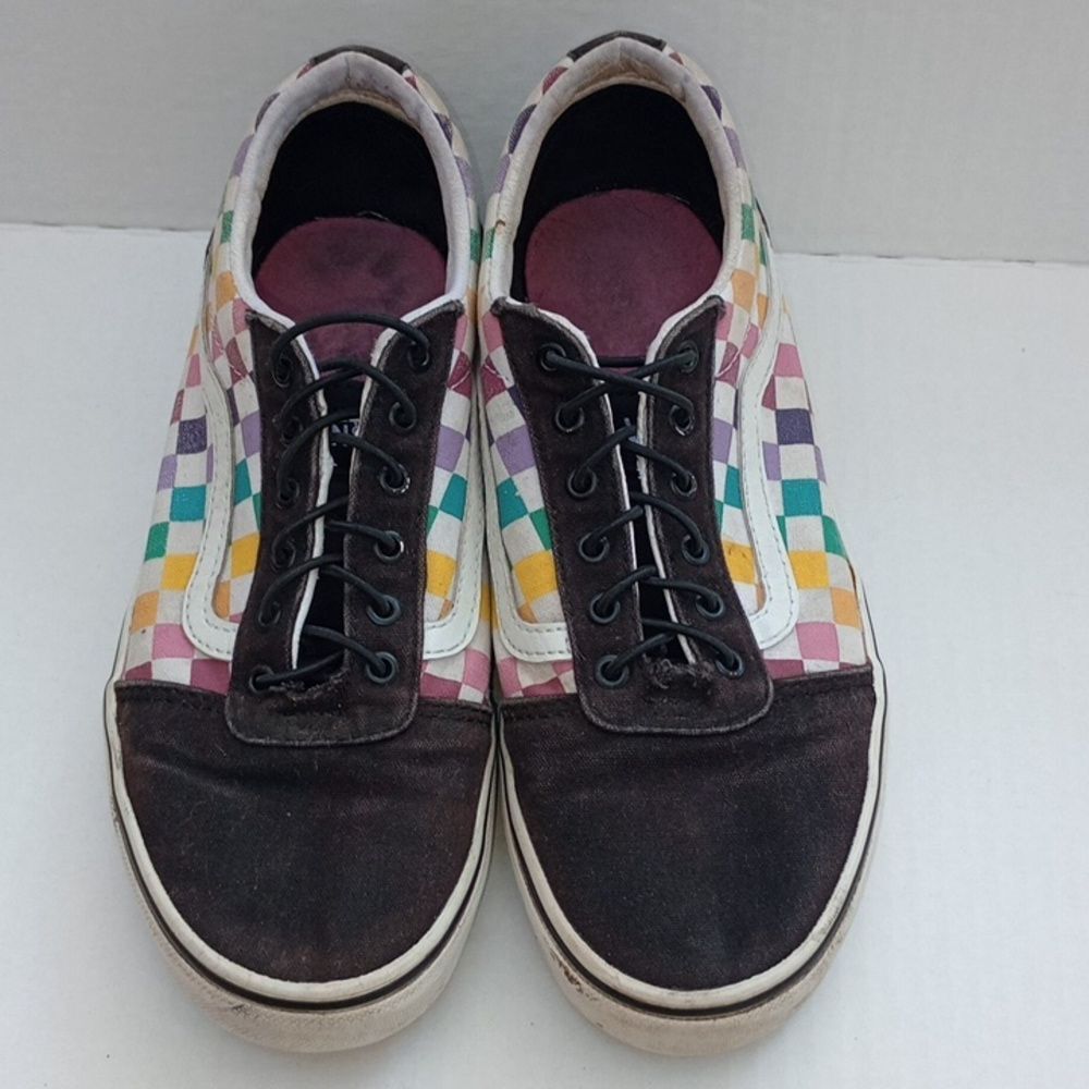 Size 5 Vans Old Skool Rainbow Checkerboard Canvas Sneakers Skate Shoes Y2K